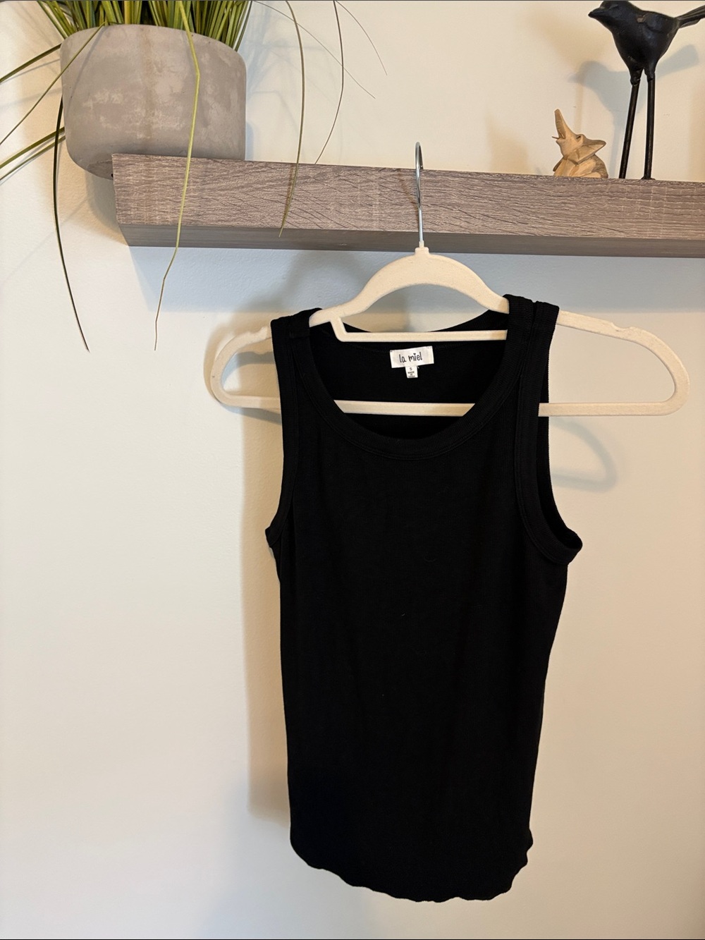 La Miel small Black Ribbed Tank new